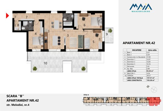 Apartament 4+ Camere - AC TIP 1B