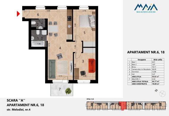 Apartament 2 Camere - EC TIP 1A